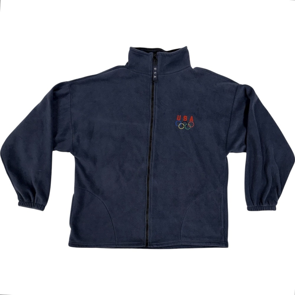Vintageโ Men's XL Team USA Olympics Blue Fleece Full Zip Jacket Embroidered Logo